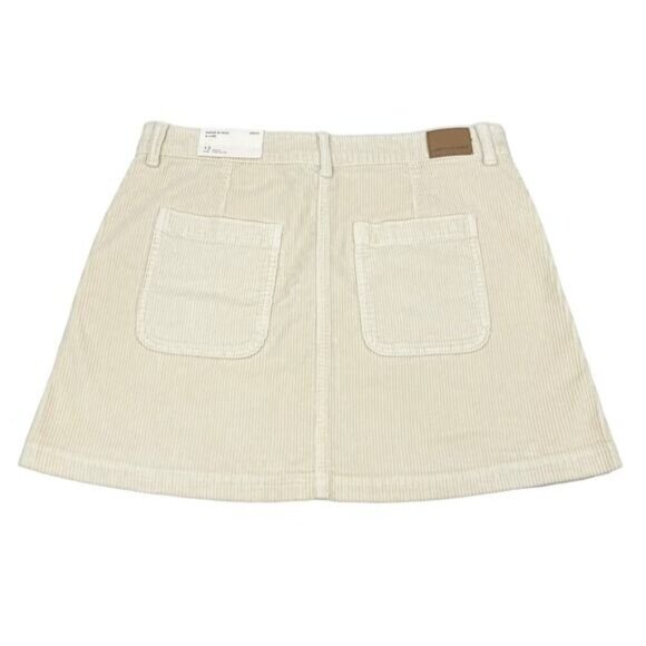 NWT AMERICAN EAGLE Corduroy Super Hi-Rise A-Line Mini Skirt Sz 12 Cream - Picture 5 of 7
